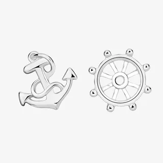 水手纯银耳钉免抠