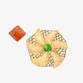 油炸煎饺手绘画素材图片免抠