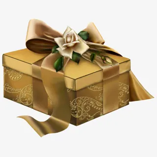 花瓣飘带礼物盒免抠
