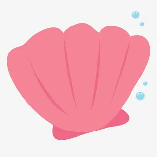 卡通矢量红色扇贝素材免抠