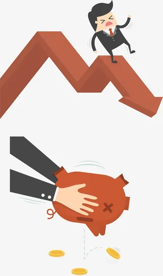 矢量手绘经济下滑免抠
