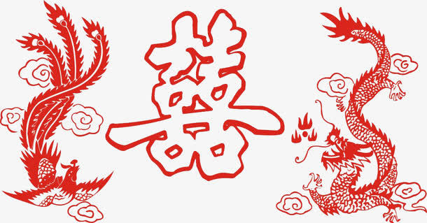 龙凤呈祥剪纸免抠