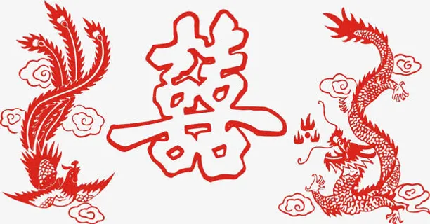 龙凤呈祥剪纸免抠
