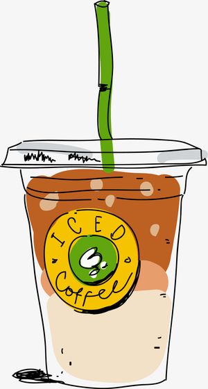 咖啡色手绘美味饮料免抠