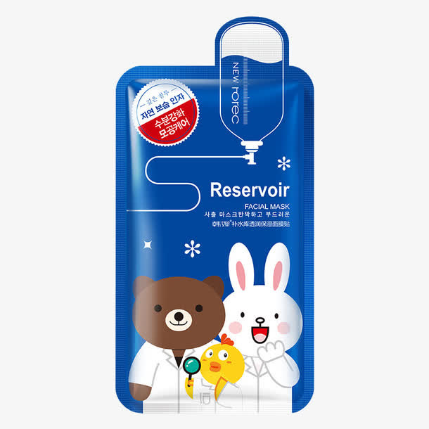 韩禅补水面膜产品实物免抠