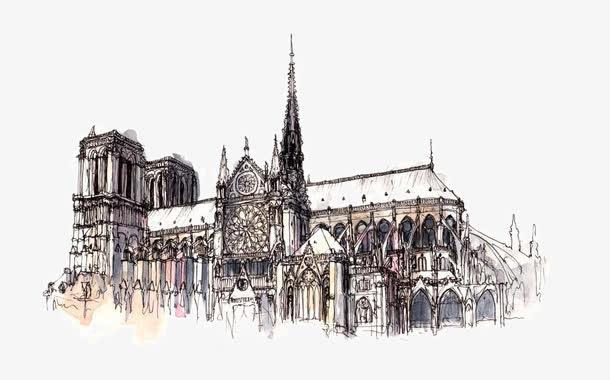 精美手绘名胜古迹建筑免抠