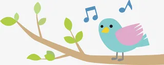 咖啡色可爱卡通树枝小鸟免抠