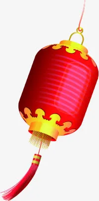 红色质感中国灯笼造型免抠