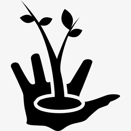 园丁的手与一个生长的植物上图标免抠