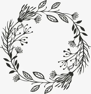 手绘树枝花环免抠