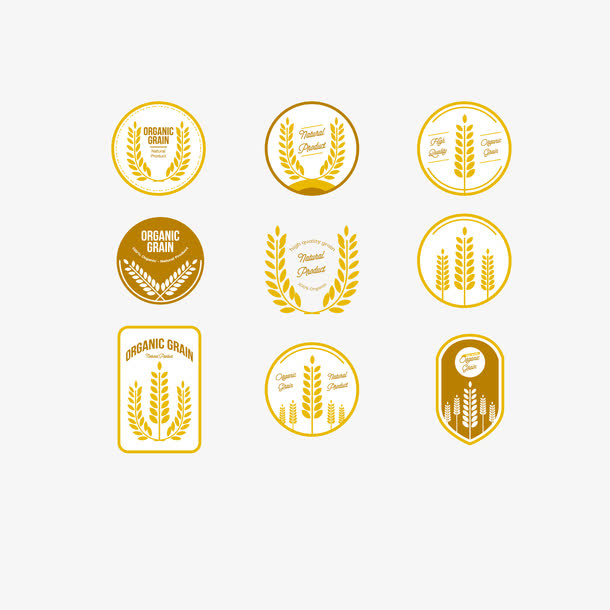 矢量几何图形燕麦粒标识免抠