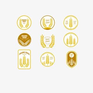 矢量几何图形燕麦粒标识免抠