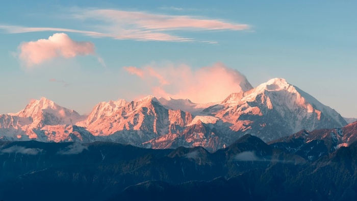 日照雪山图片高清摄影风景背景