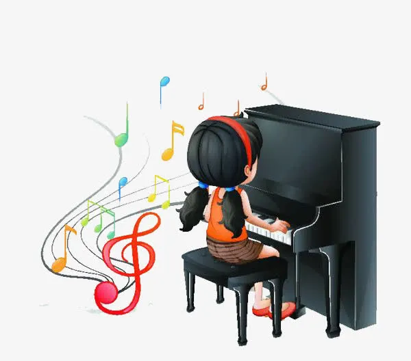 坐着弹钢琴的女孩免抠