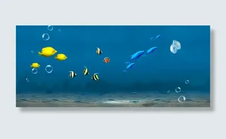 海底鱼群气泡背景banner