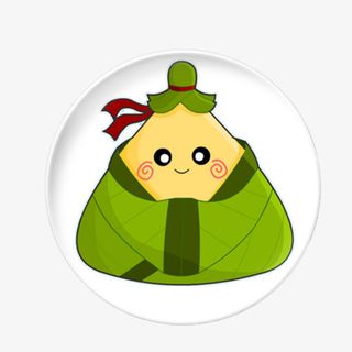 卡通手绘盘子里的粽子免抠