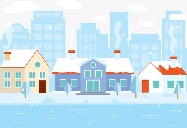 矢量厚雪房子积雪免抠