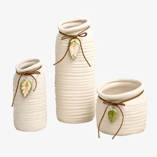 清新树叶陶瓷花瓶免抠