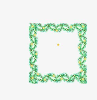 绿叶彩灯水彩边框免抠