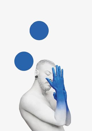 蓝色石膏人像书刊封面素材免抠