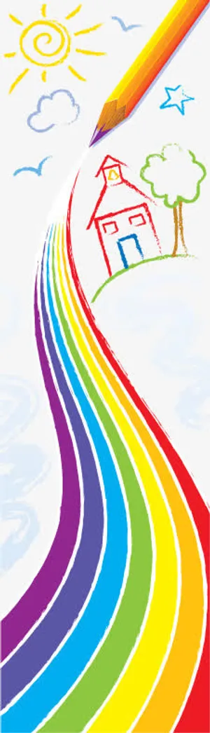 铅笔画出彩虹免抠