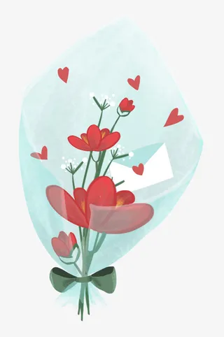 花朵 节日  手捧 鲜花免抠