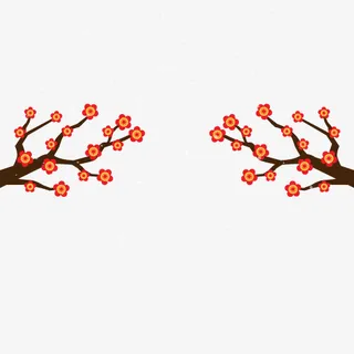 梅花和飘落的雪花免抠