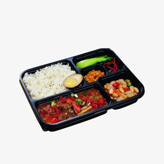 实物辣肉盒饭素材免抠