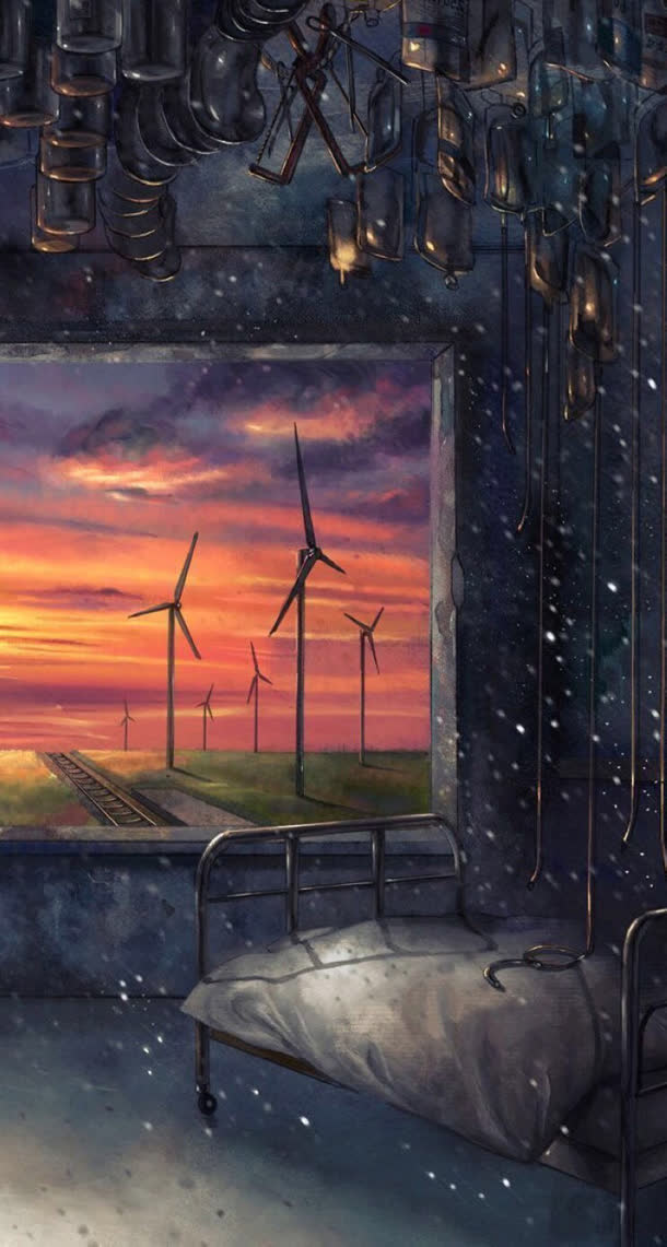 病房外的希望动漫海报背景免抠