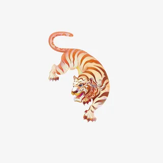 插画老虎元素手绘颜色渐变免抠