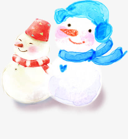 可爱手绘雪人冬日免抠
