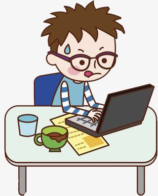 手绘工作男人场景图免抠