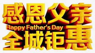 矢量感恩父亲全城钜惠金色立体字免抠
