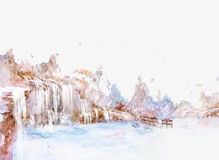 唯美中国古风水彩插画免抠