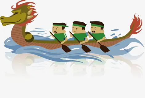 端午节水花划龙舟免抠