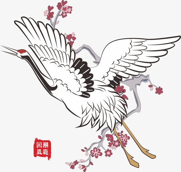 国潮仙鹤古风元素免抠