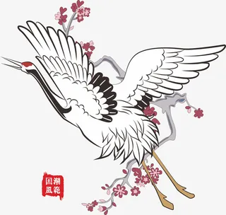 国潮仙鹤古风元素免抠