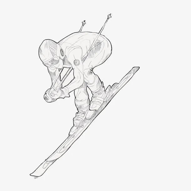 简笔滑雪人免抠