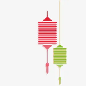创意矢量纯色灯笼素材免抠