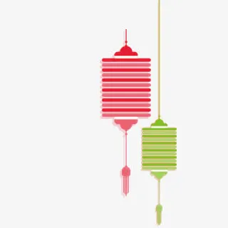 创意矢量纯色灯笼素材免抠