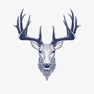 卡通手绘灰色的鹿头免抠
