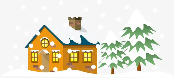 冬日积雪温暖小屋免抠