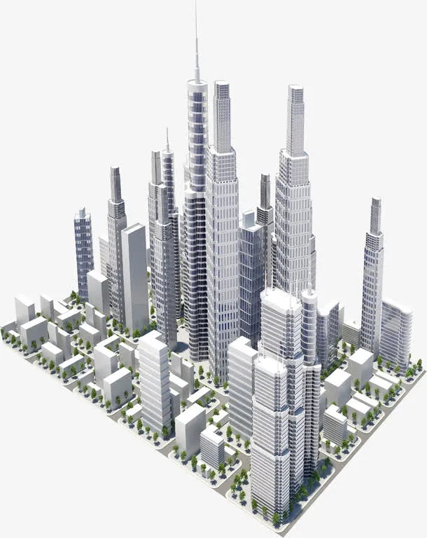 灰色城市建筑剪影免抠