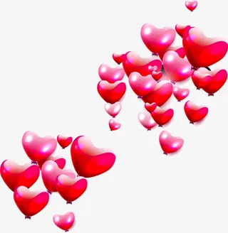 矢量红色爱心气球群免抠