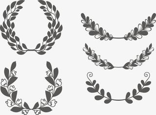 深灰色叶子文字框免抠