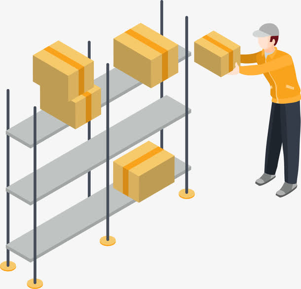 卡通发货仓库立体插画免抠