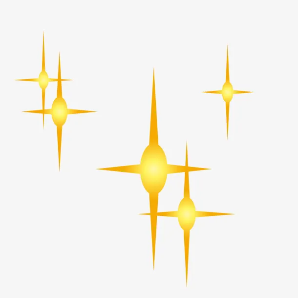 黄色卡通星光装饰免抠