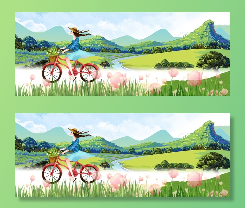 郊外风景插画banner高清卡通手绘背景