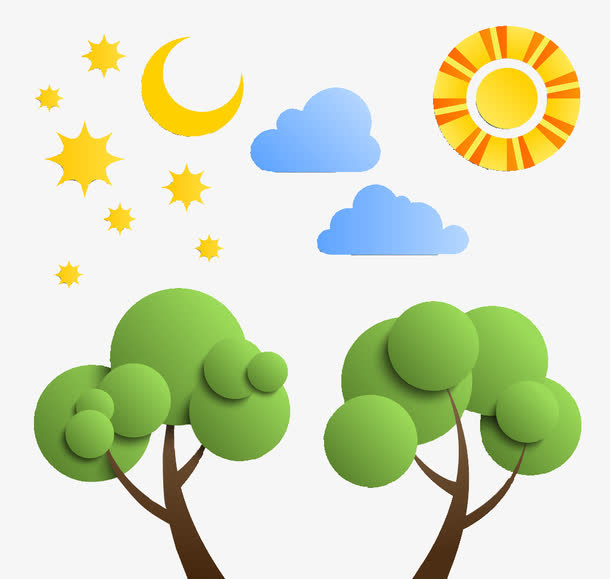 立体卡通树免抠