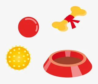 矢量 狗用品狗食盆免抠